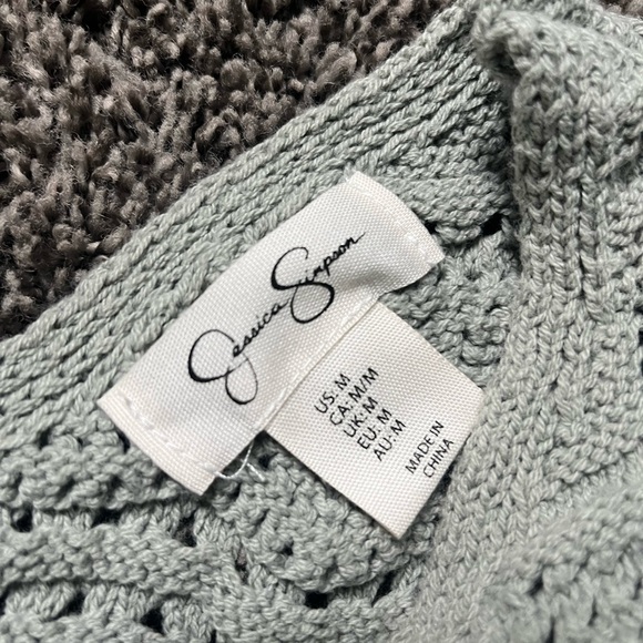 Jessica Simpson Crotchet Drawstring Crop Top Light Sage Green Women’s Size Med - Picture 2 of 3